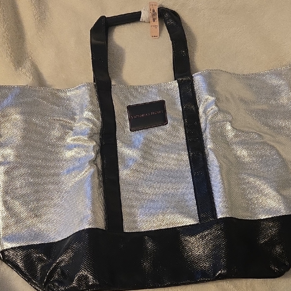 Victoria's Secret Shimmering Silver and Black Tote